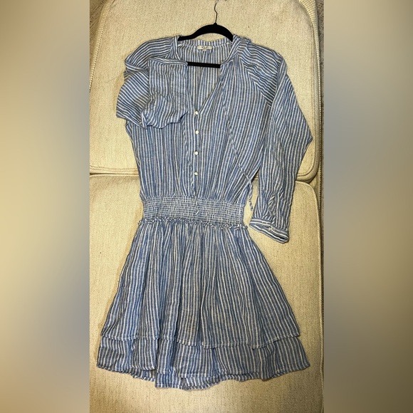 Rails Jasmine Smocked Mini Dress in Parisian Blue/White Stripe Size S - Picture 2 of 3